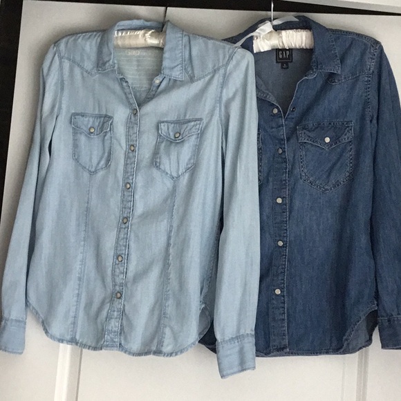 GAP Tops - GAP Denim Button-Up Shirts Set of TWO size small